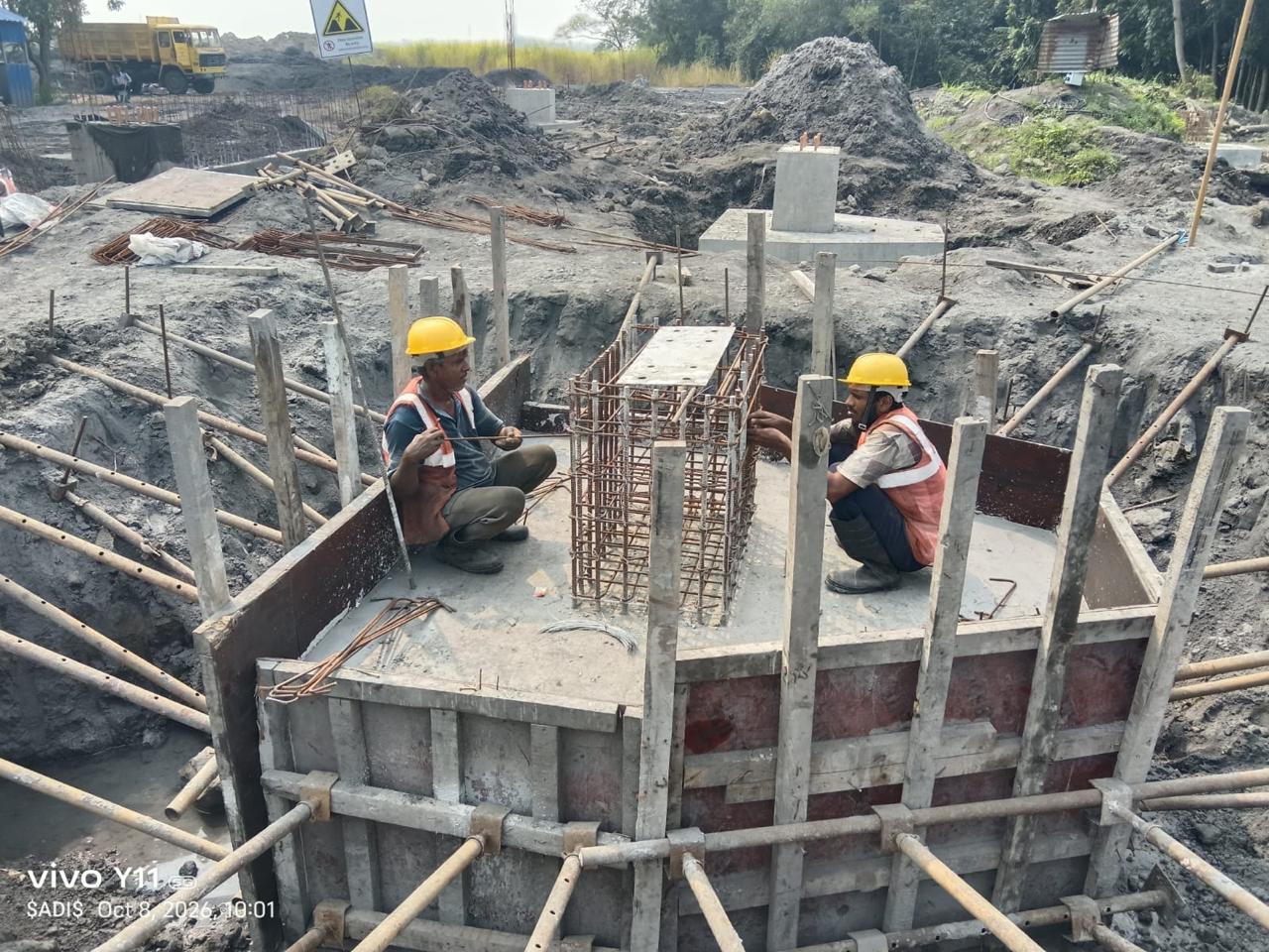 Materials and earthwork at a construction site