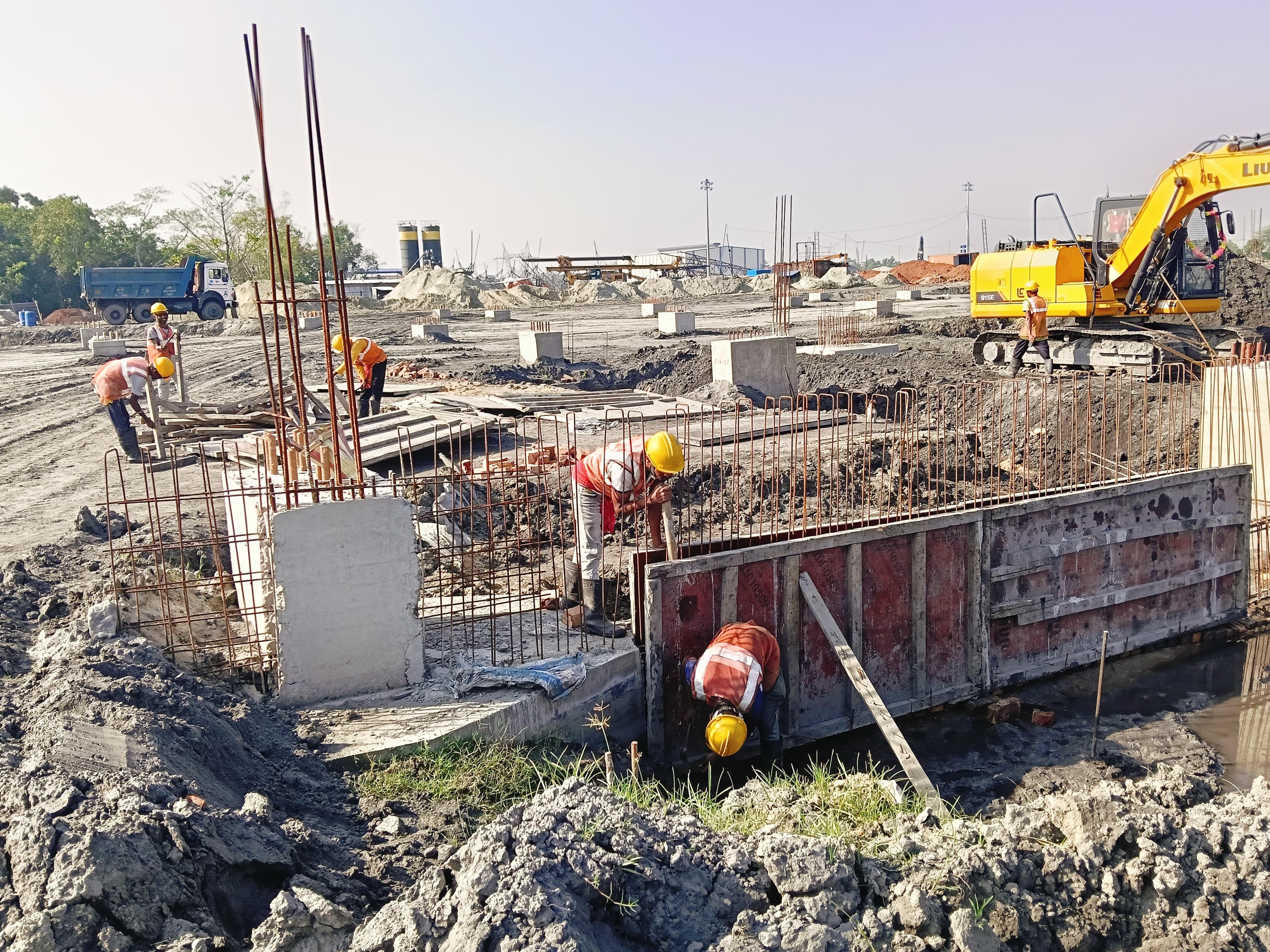 Excavator and foundation work